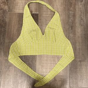 Plaid green halter top